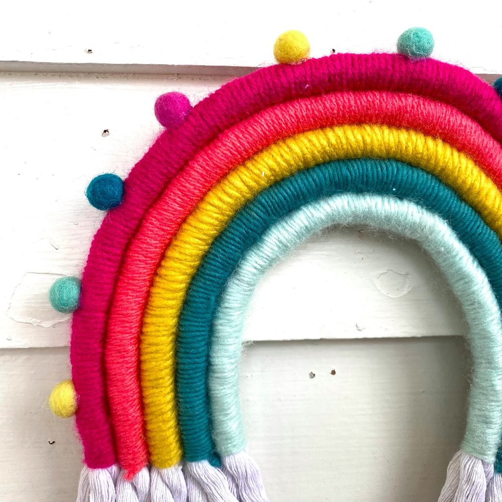 Handmade Rope Yarn Rainbow Boho Wall Hanging - Picture 4 of 6